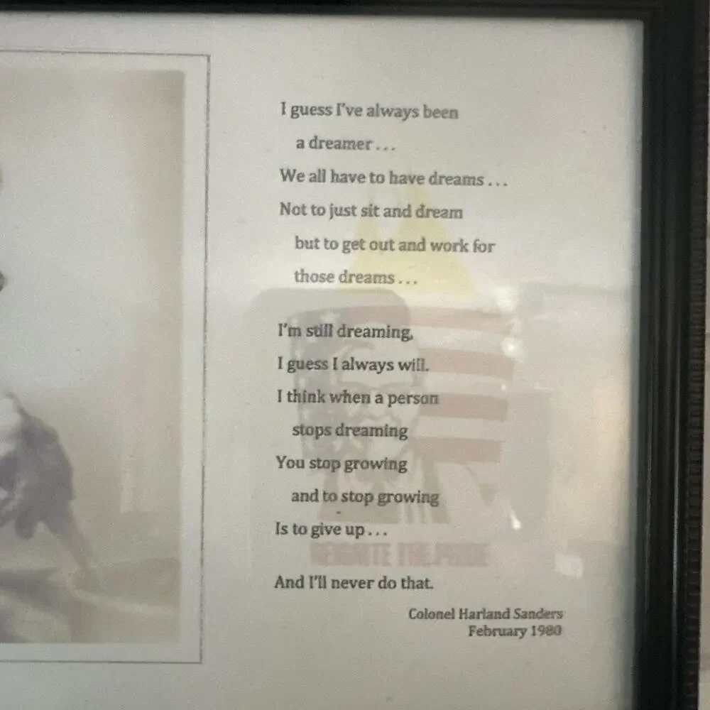 Colonel Sanders Quote Framed Picture. KFC Memorabilia